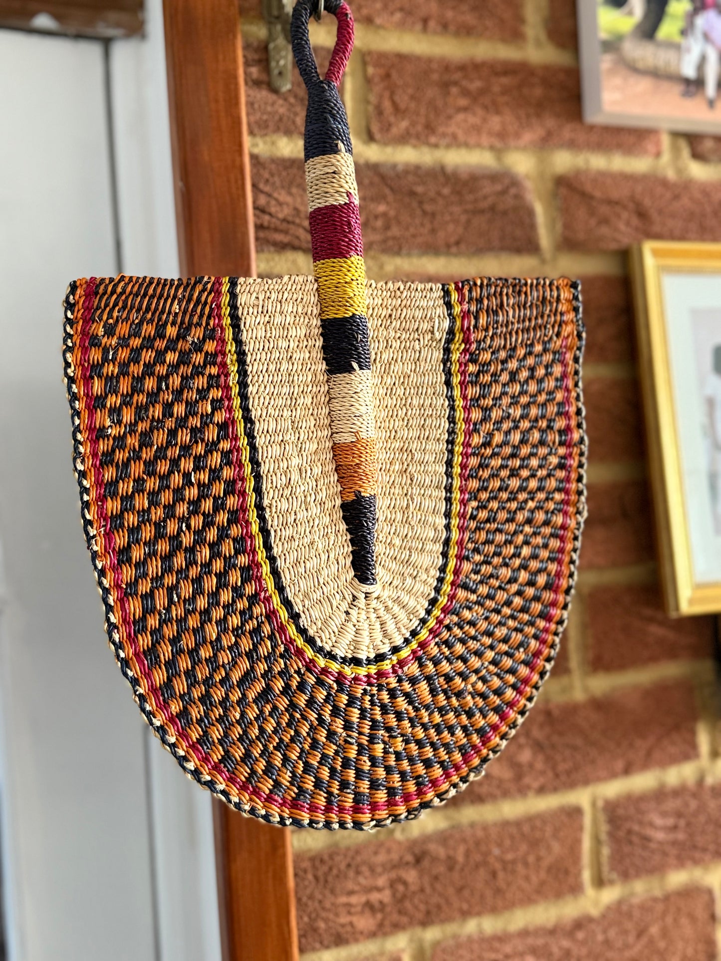Ghanaian woven hand Bolga fan