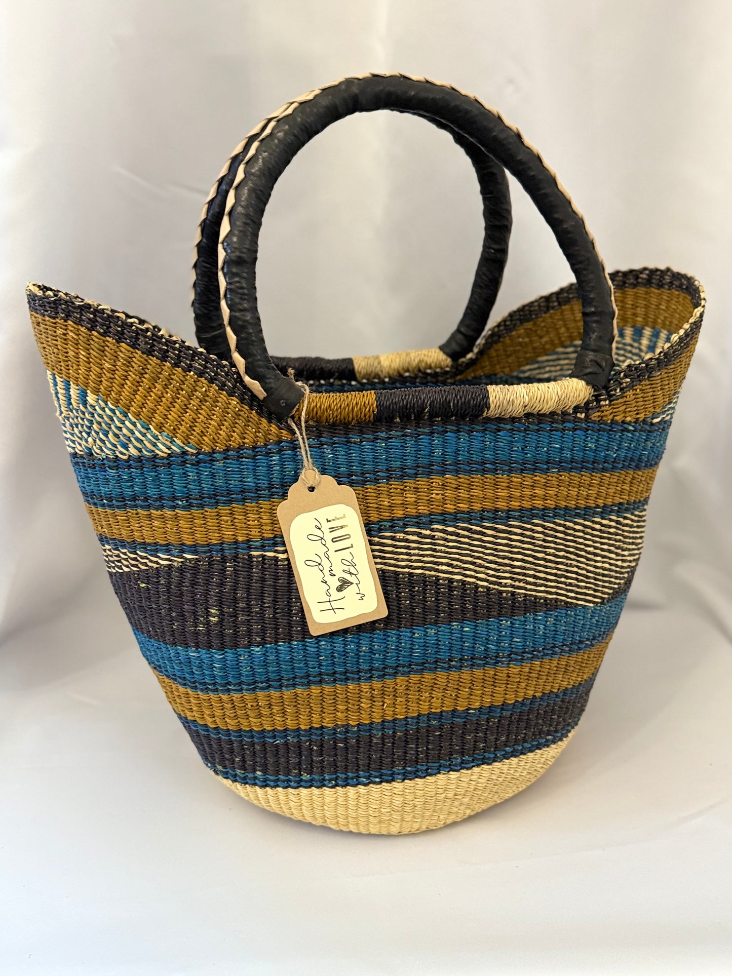 Large U-Shopper Bolga hand woven Basket