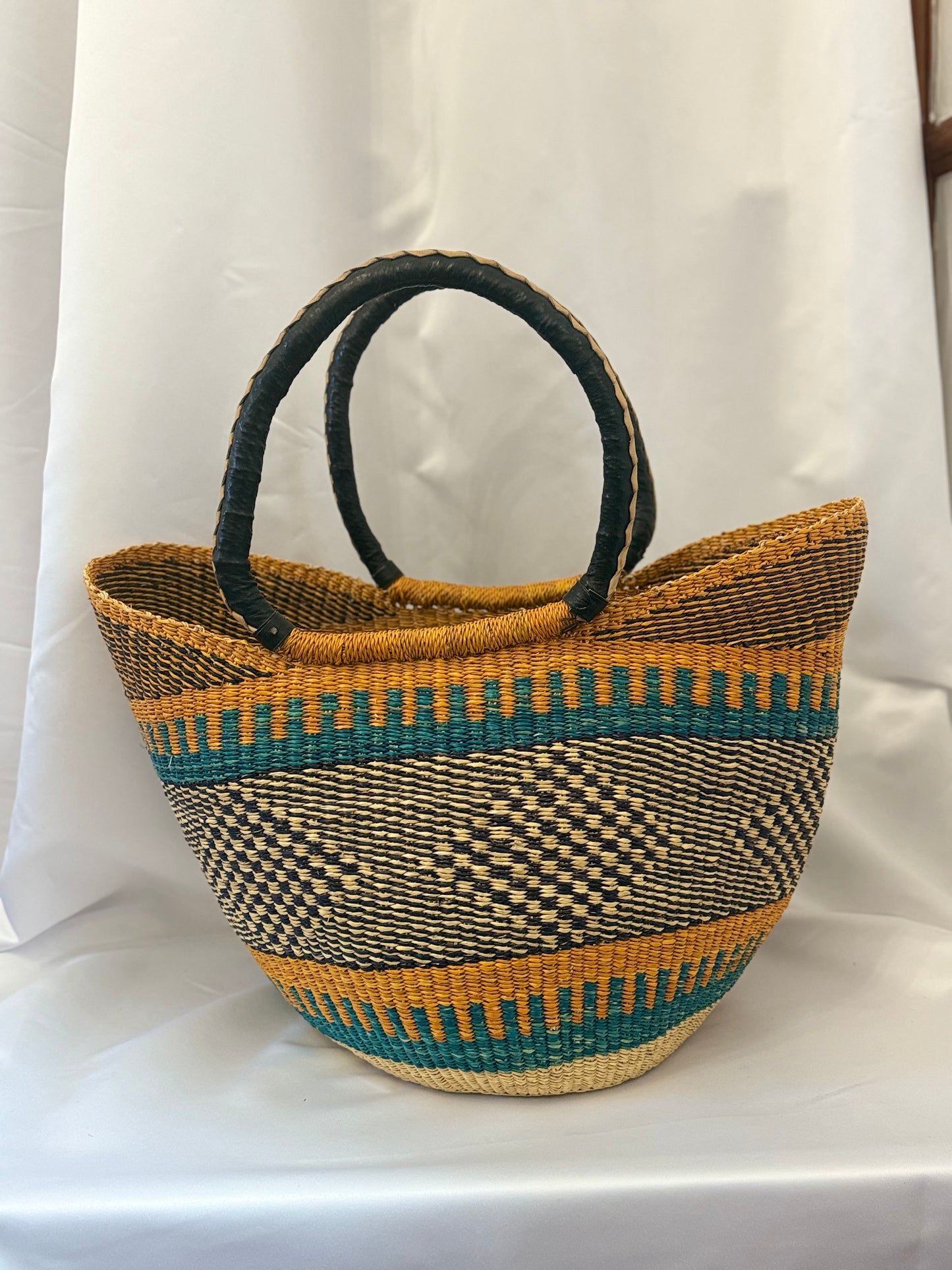 Large U-Shopper Bolga hand woven Basket