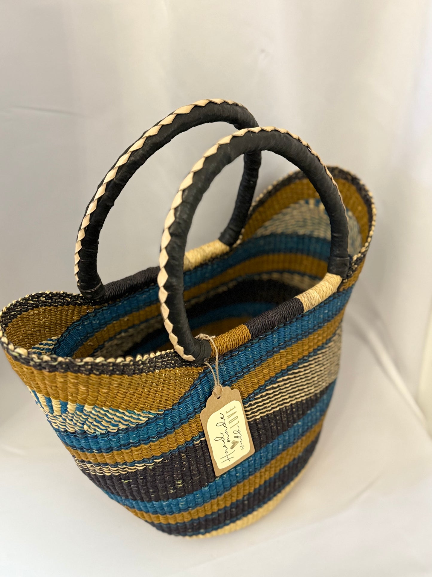 Large U-Shopper Bolga hand woven Basket
