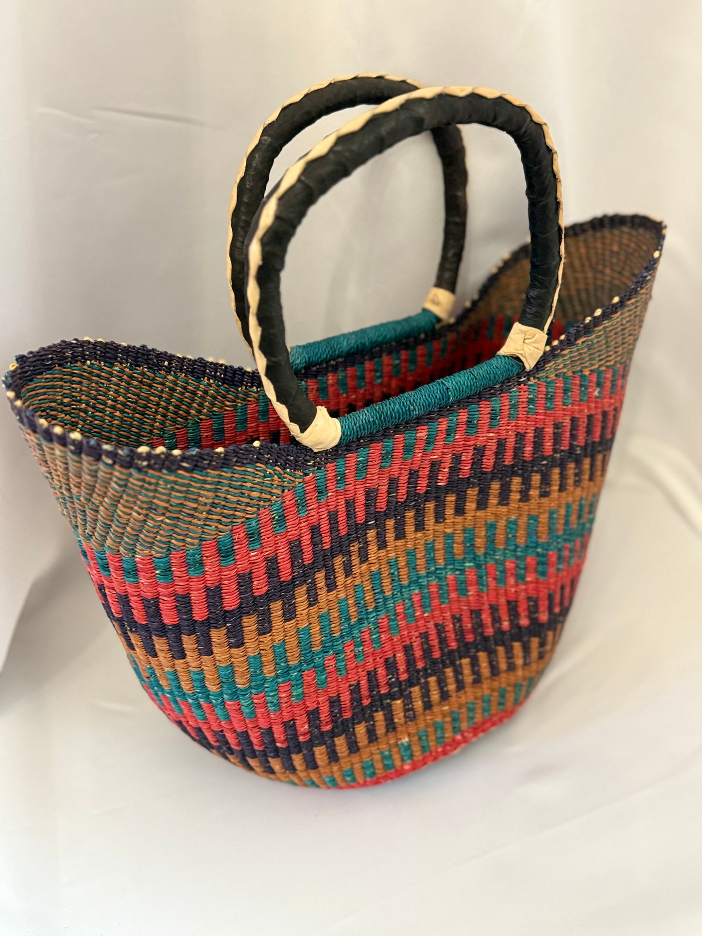 Large U-Shopper Bolga hand woven Basket