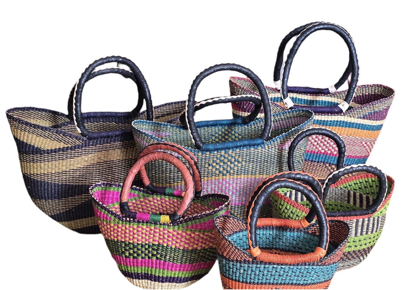 Large U-Shopper Bolga hand woven Basket