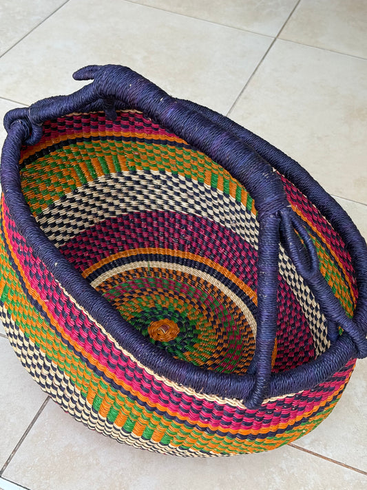 Large African Hand woven round basket