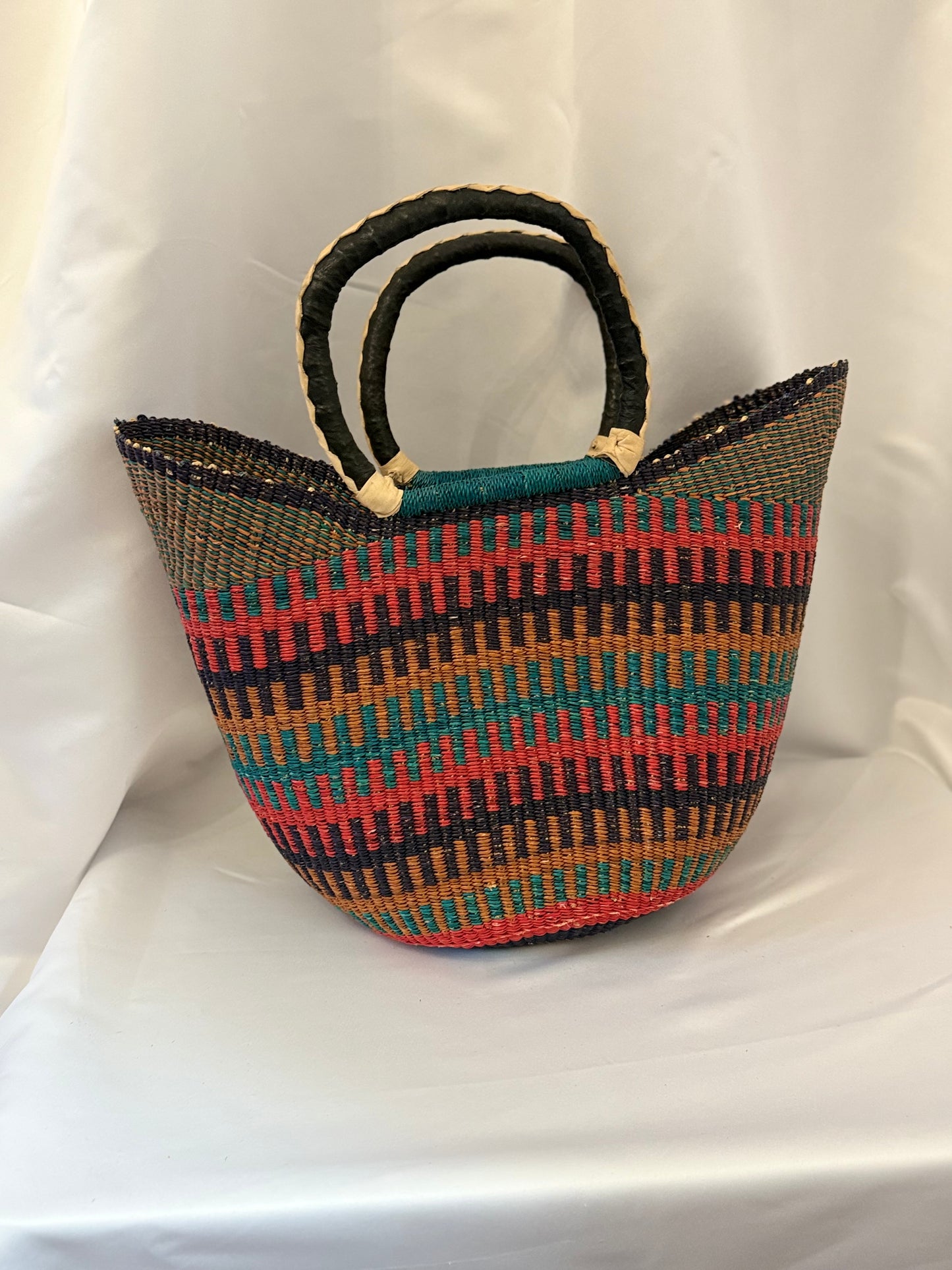 Large U-Shopper Bolga hand woven Basket