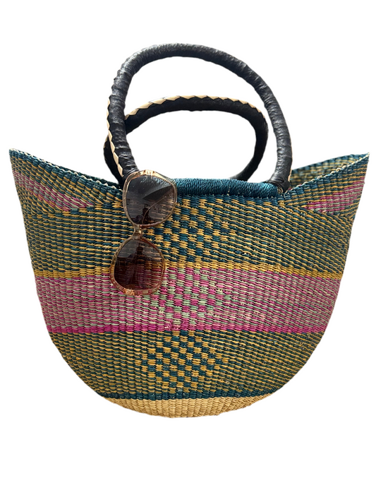 Large U-Shopper Bolga hand woven Basket