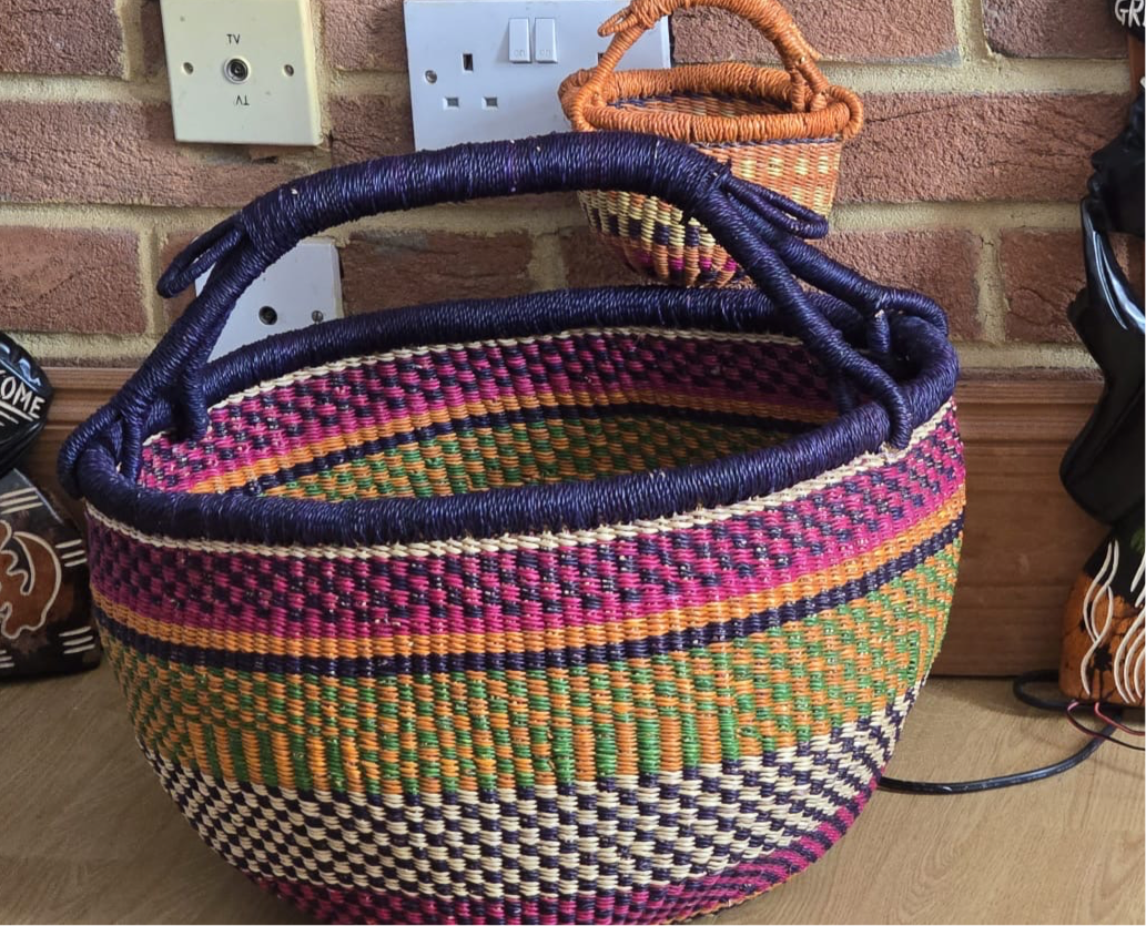 Large African Hand woven round basket